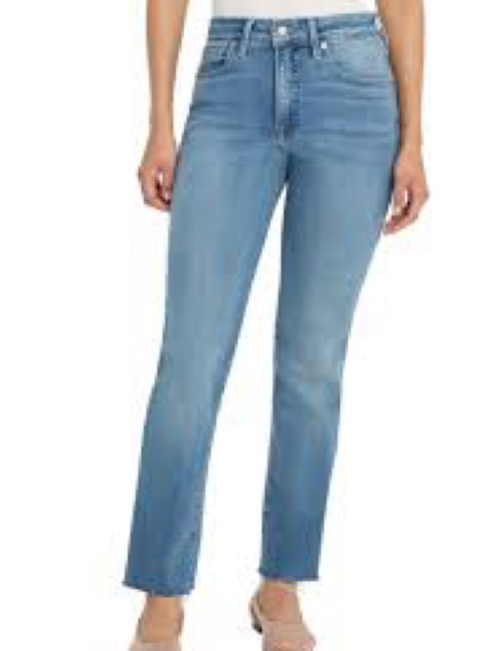 Good American Light Blue High-Rise Straight Leg Jeans 994